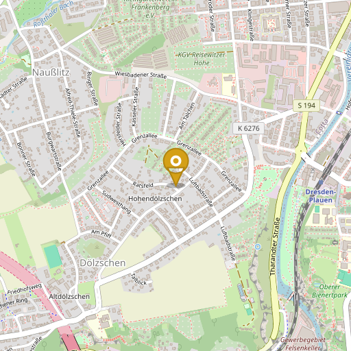 OpenStreetMap-Ausschnitt mit Pin auf dem Dresdner Hauptsitz